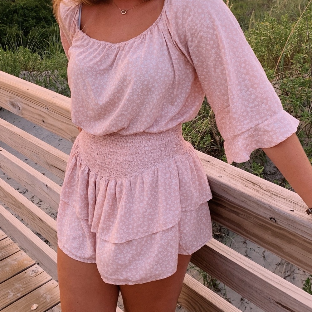 Adorable pink, flowery Promesa dress with built-in shorts; PRICE NEGOTIABLE